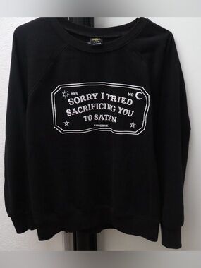 Athletic Works Black Fleece Raglan Crewneck - "Sorry I Tried Sacrificing You”